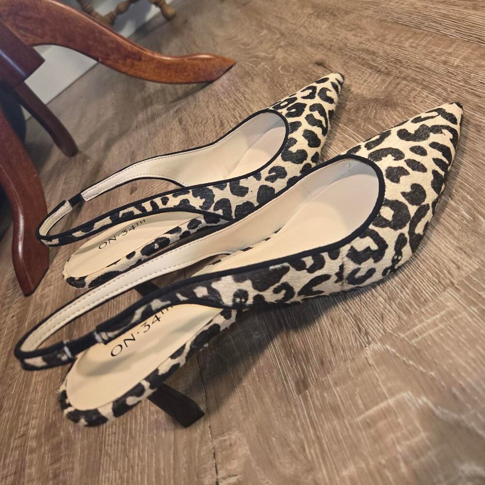 On34th leopard print slingback heels